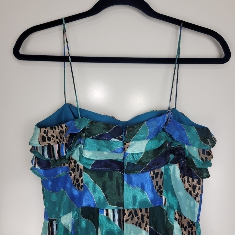 Hutch Anthropologie Ondine Multicolor Patchwork Leopard Ruffle Maxi Dress Size 0 - Picture 12 of 16